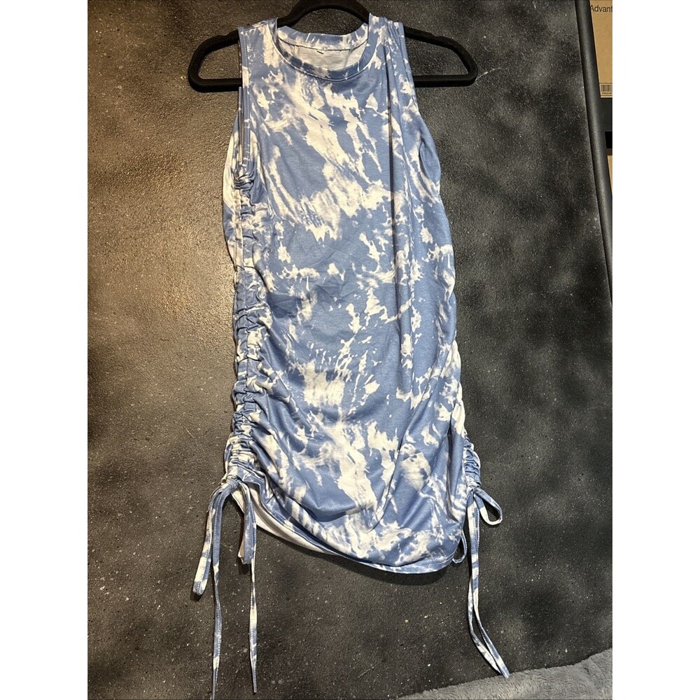 GYK Women's Dress Blue White Tie Dye Mini Dress Short  Sz  Small Summer Festival